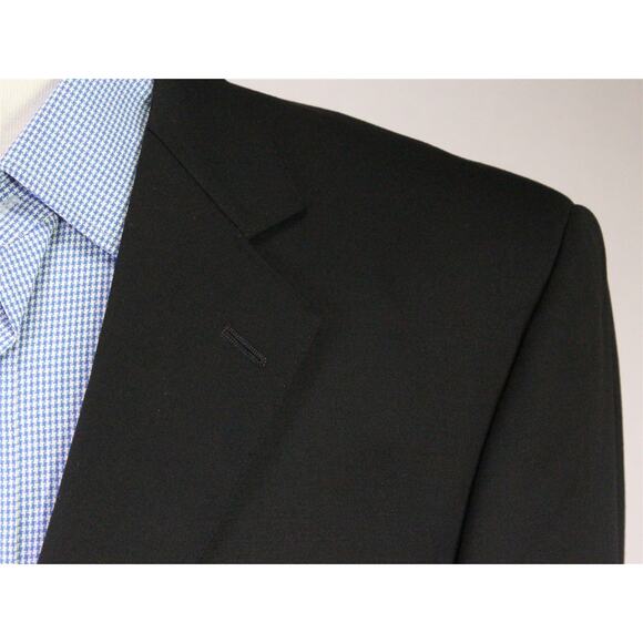 Naldini Solid Black Super 150's Wool 3-Btn Blazer Jacket Hand Tailored 42R - Picture 4 of 13